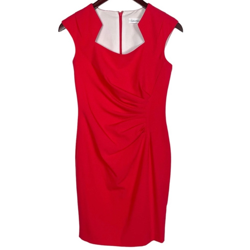 Calvin Klein Cap-Sleeve Side-Ruched Sheath Dress Size 4P